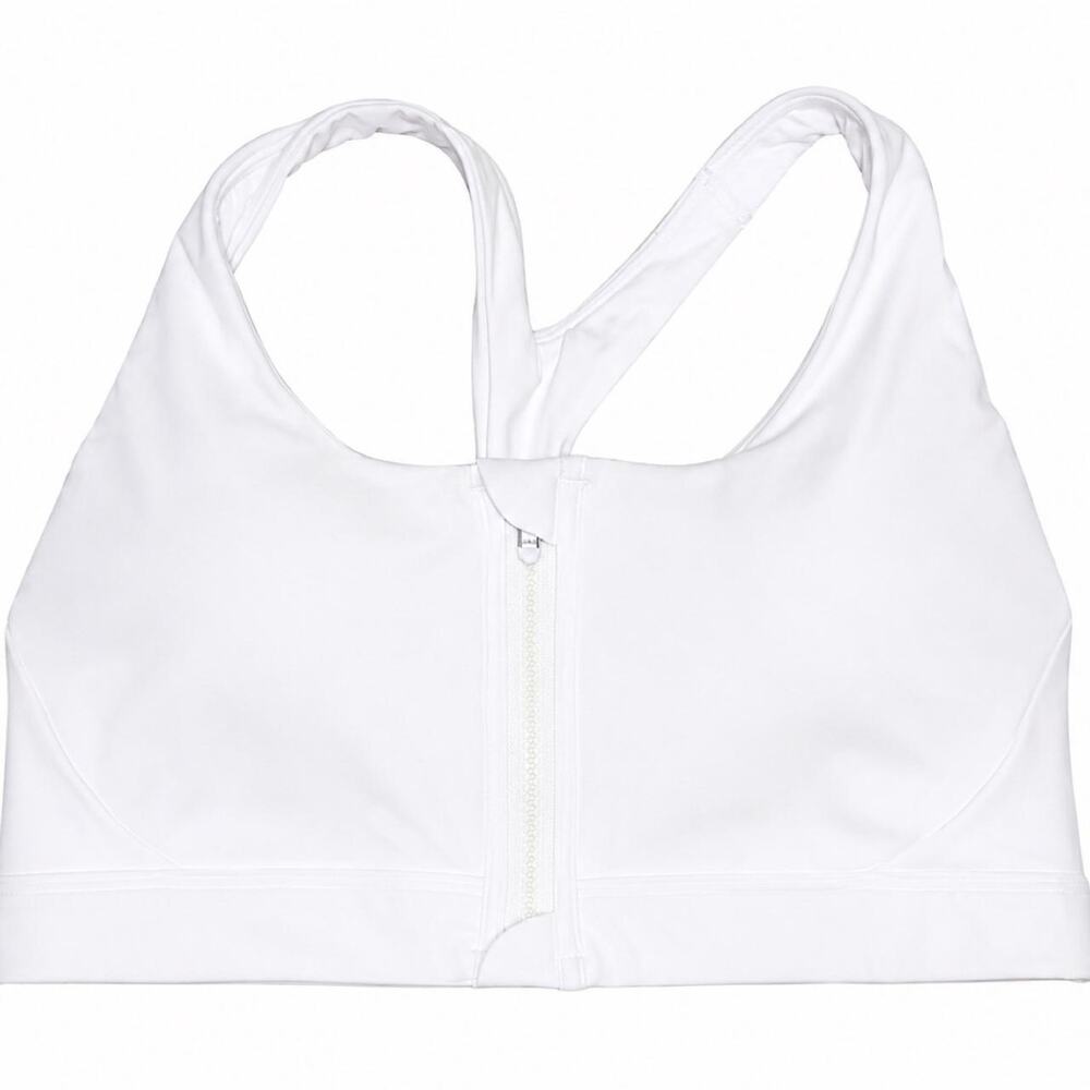 White athleta zip front sports bra